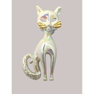 Enameled Cat Kitten 1.5” Brooch Pin 80’s Era